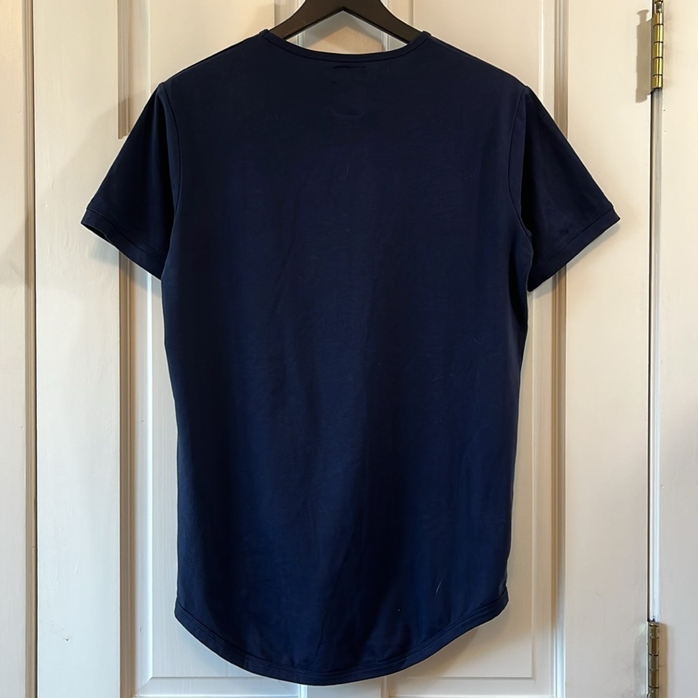 Ten10 Apparel Oxford Blue Curved Hem Short Sleeve Shirt - Size Small - Picture 4 of 7